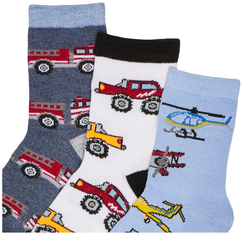 Jefferies Socks Little Boys Trains Trucks Cars Pattern Crew Socks 6 Pack, Multi, Small (1182) - Image 3